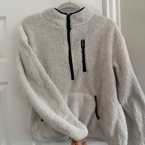 White Sherpa Zip Up